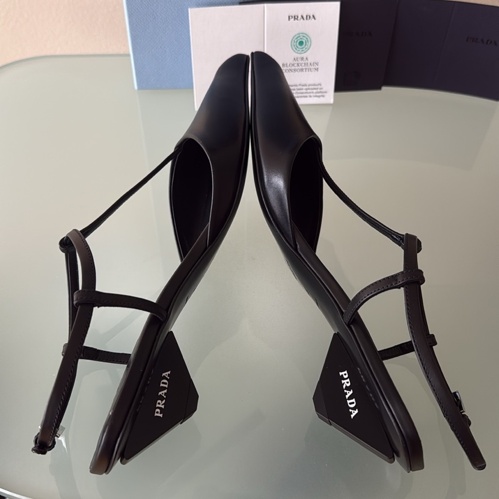 NIB PRADA Modellerie Pointed toe kitten Heel Slingback PUMP/shoes 8-8.5 US/38.5 - Picture 5 of 16